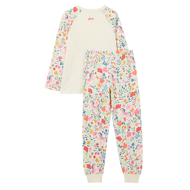 Joules Girls Doze Days Applique Pyjama Set - Horse Folk Floral-1